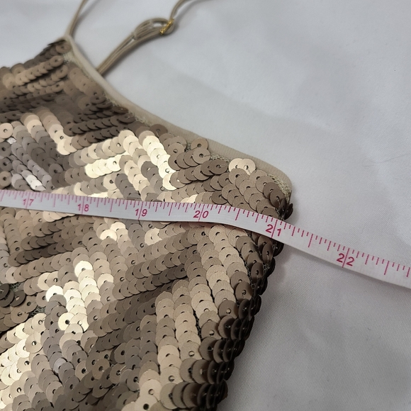 J. Crew Sequin Spaghetti Strap Slip Dress, Champagne Light Gold Dress, size 16 - Picture 9 of 15